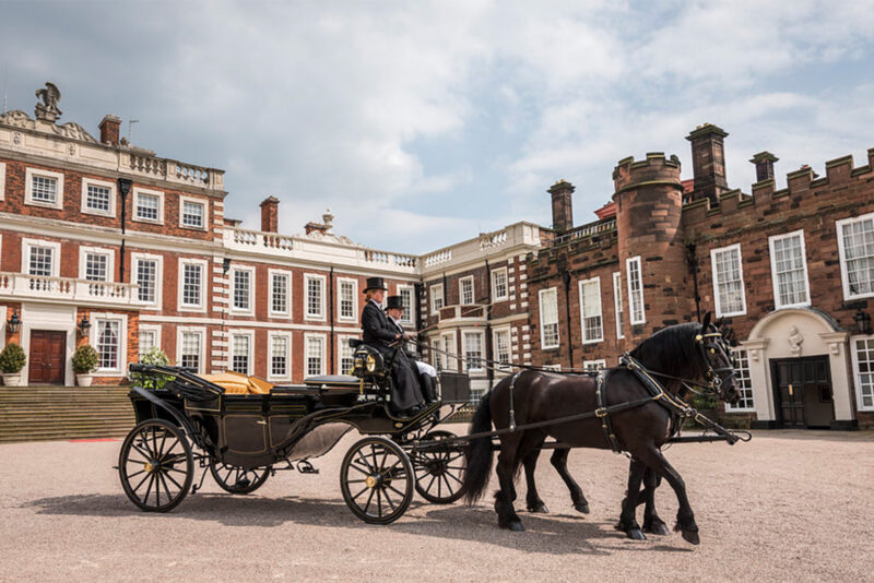 Horse and carriage at Knowsley Hall, grand stately home in Merseyside