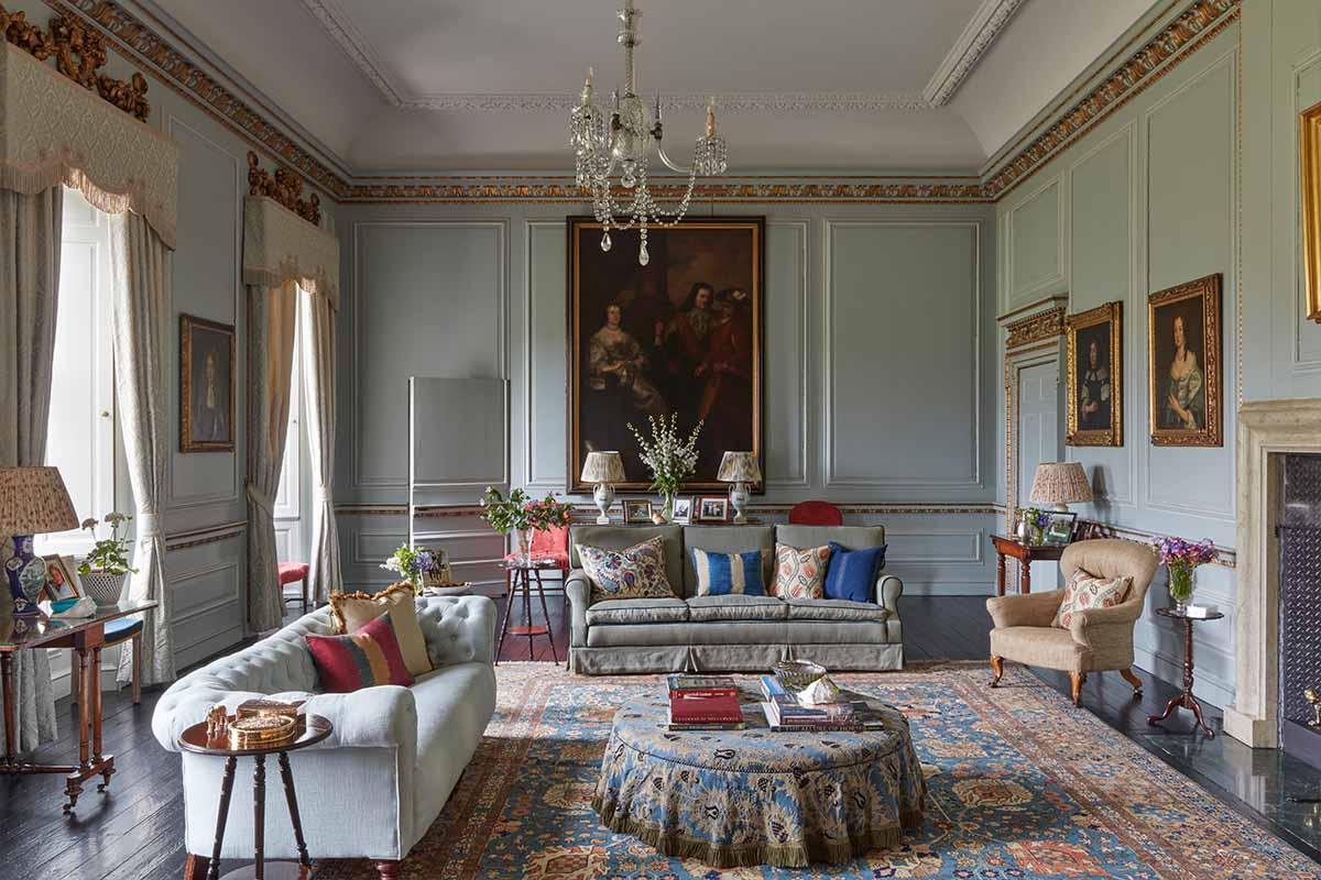 Large elegant room with beautiful soft furnishings and sofas