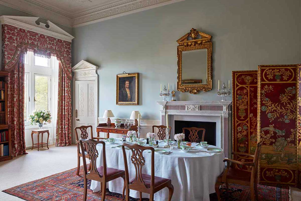 A private dining room set for a lunch at Knowsley Hall