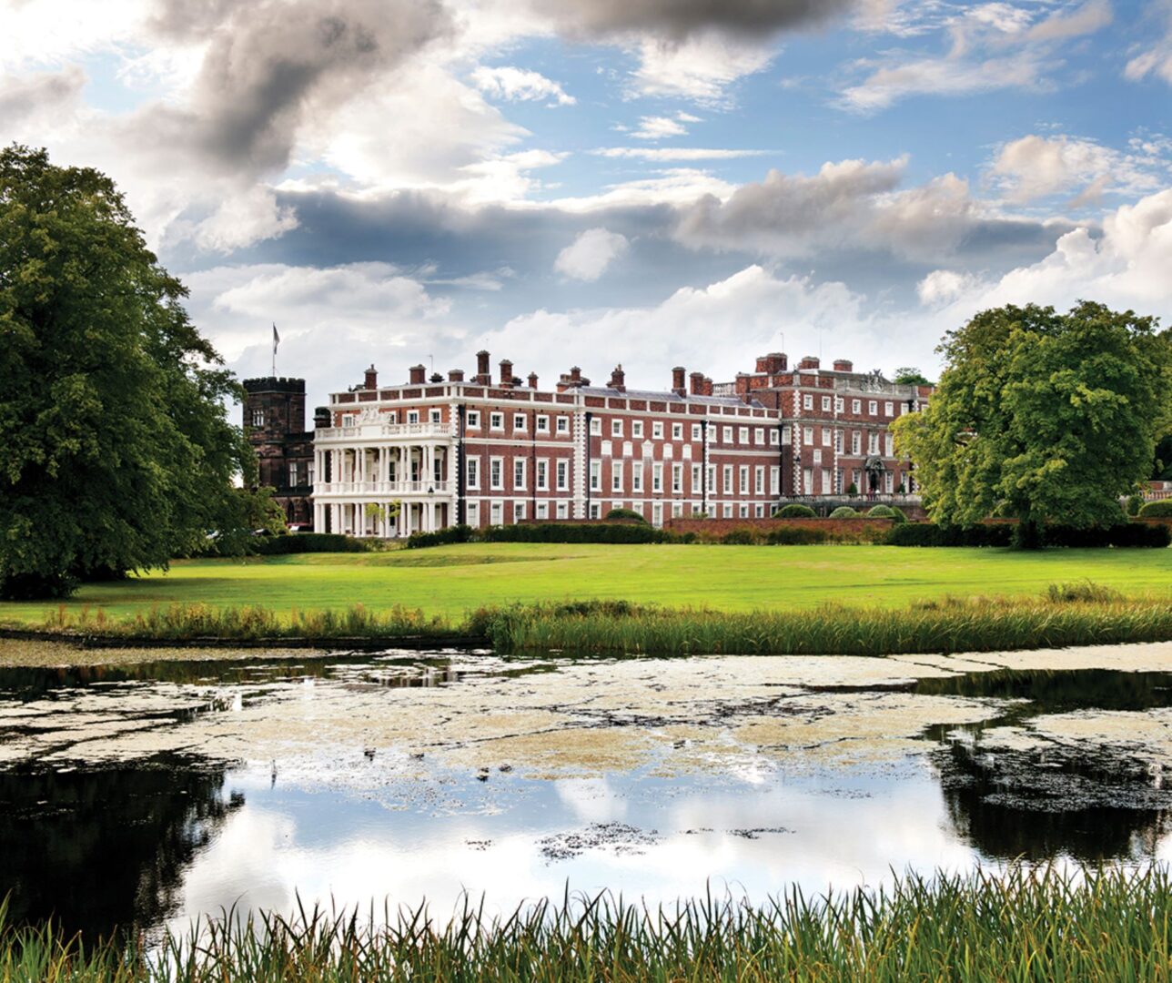 A view of Knowsley Hall from the gardens