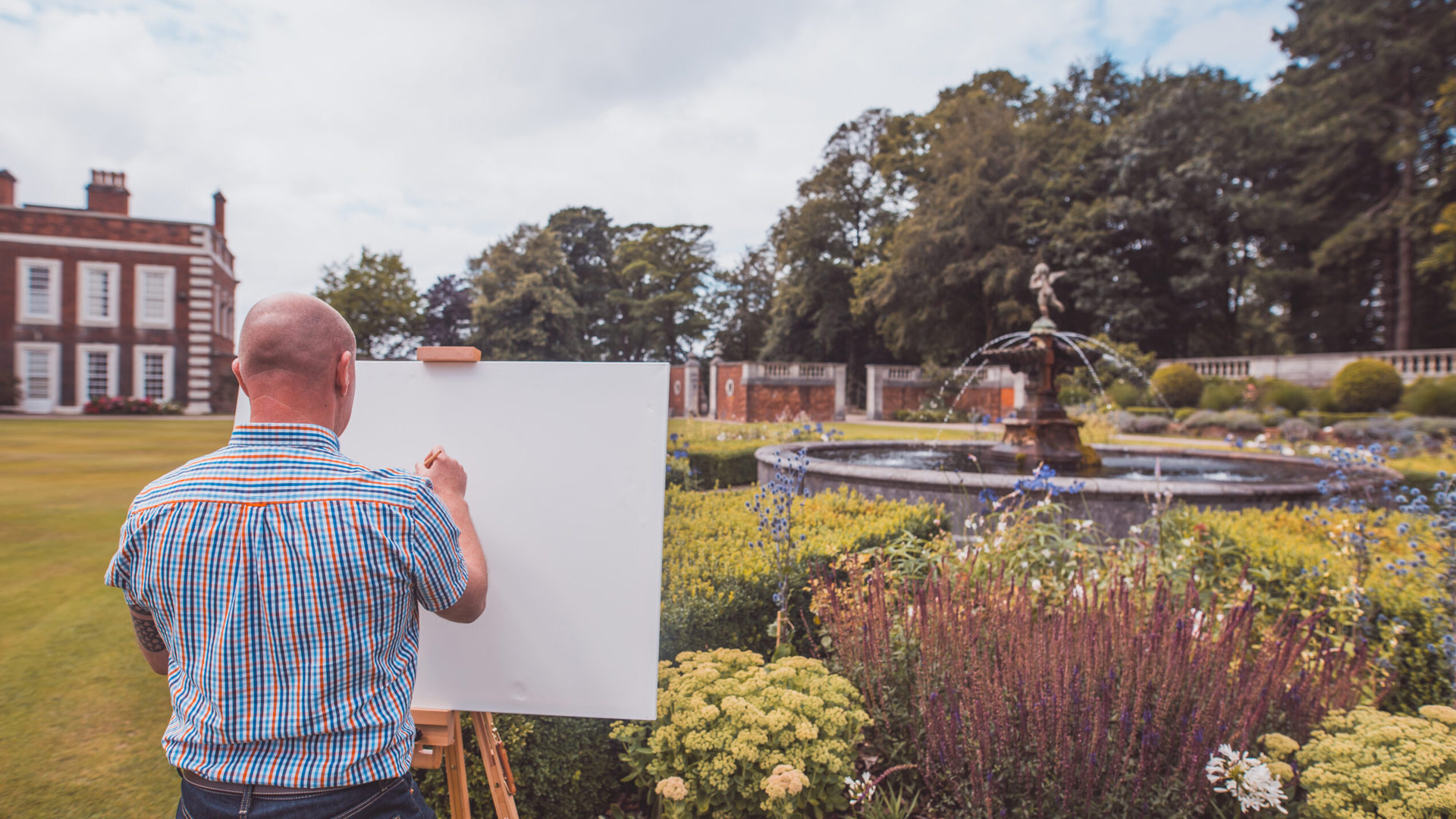 Watercolour Painting in the grounds of Knowsley Hall
